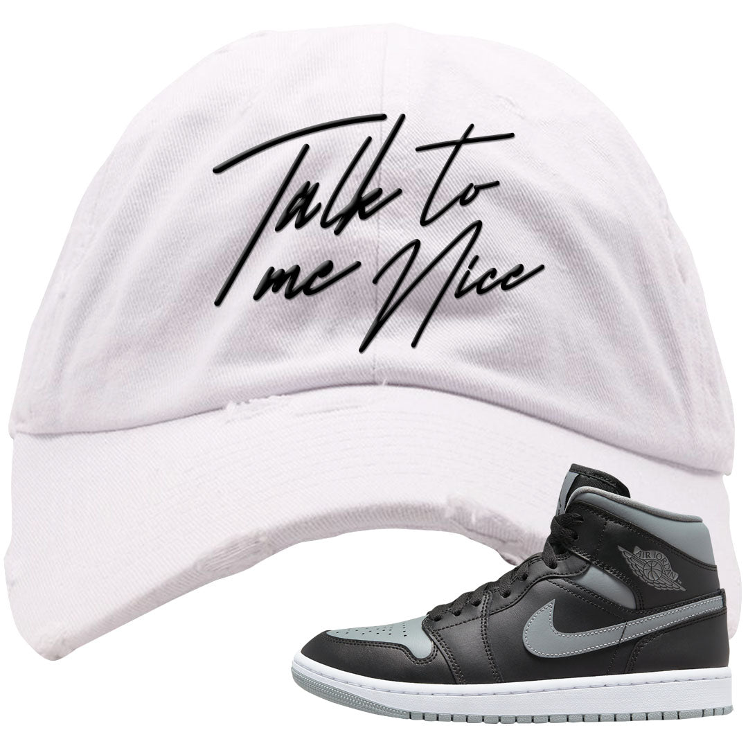 Alternate Shadow Mid 1s Distressed Dad Hat | Talk To Me Nice, White