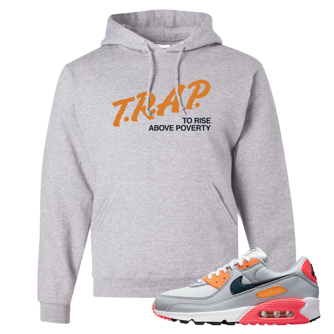 Sunset 90s Hoodie | Trap To Rise Above Poverty, Ash