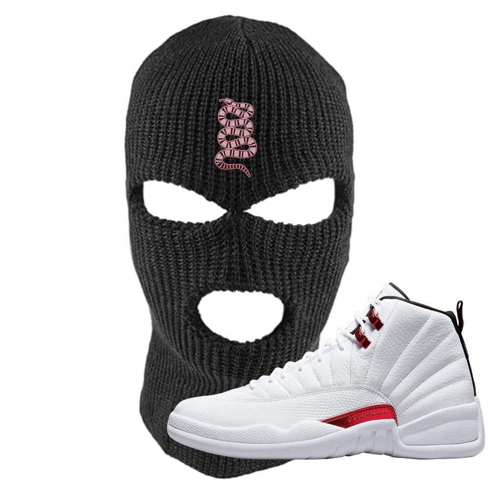 Twist White Red 12s Ski Mask | Coiled Snake, Black