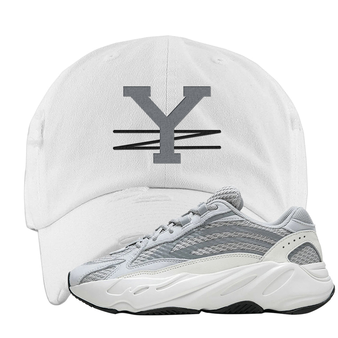 Static v2 700s Distressed Dad Hat | YZ, White