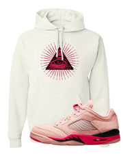 Arctic Pink Low 5s Hoodie | All Seeing Eye, White