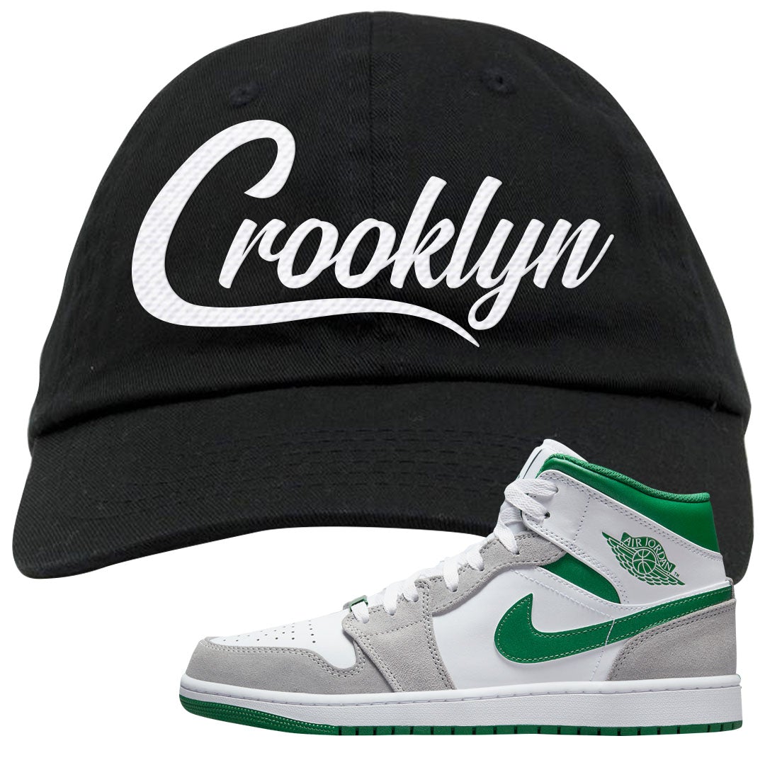 Light Smoke Pine Green Mid 1s Dad Hat | Crooklyn, Black