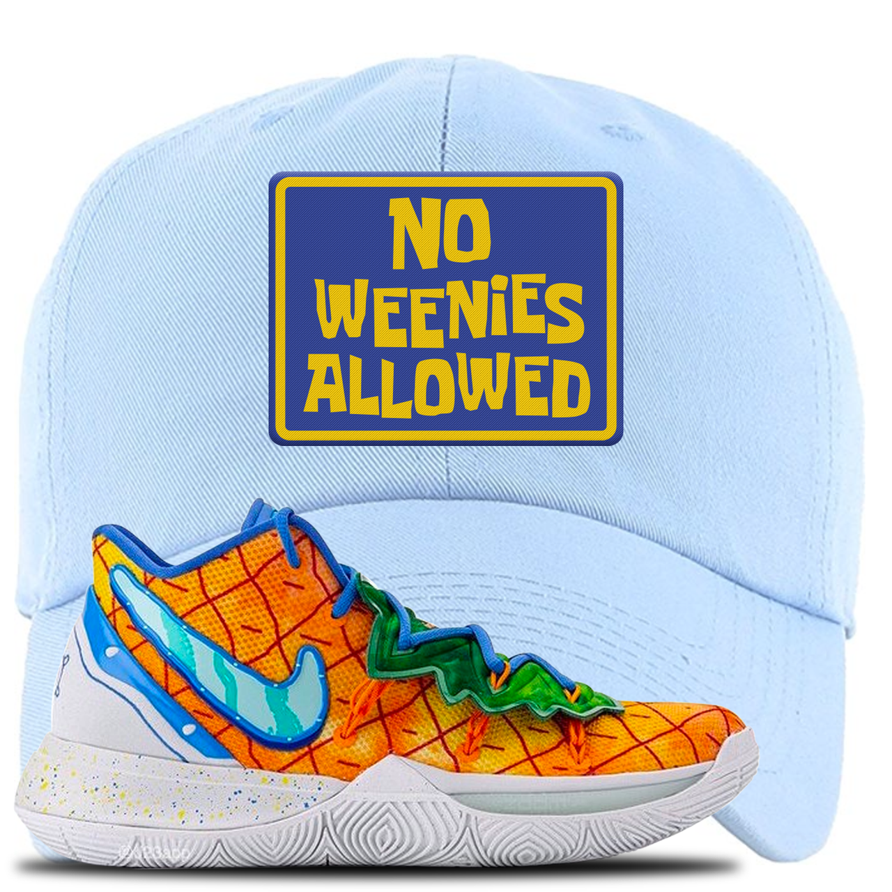 Kyrie 5 Pineapple House No Weenies Allowed Sky Blue Sneaker Hook Up Dad Hat