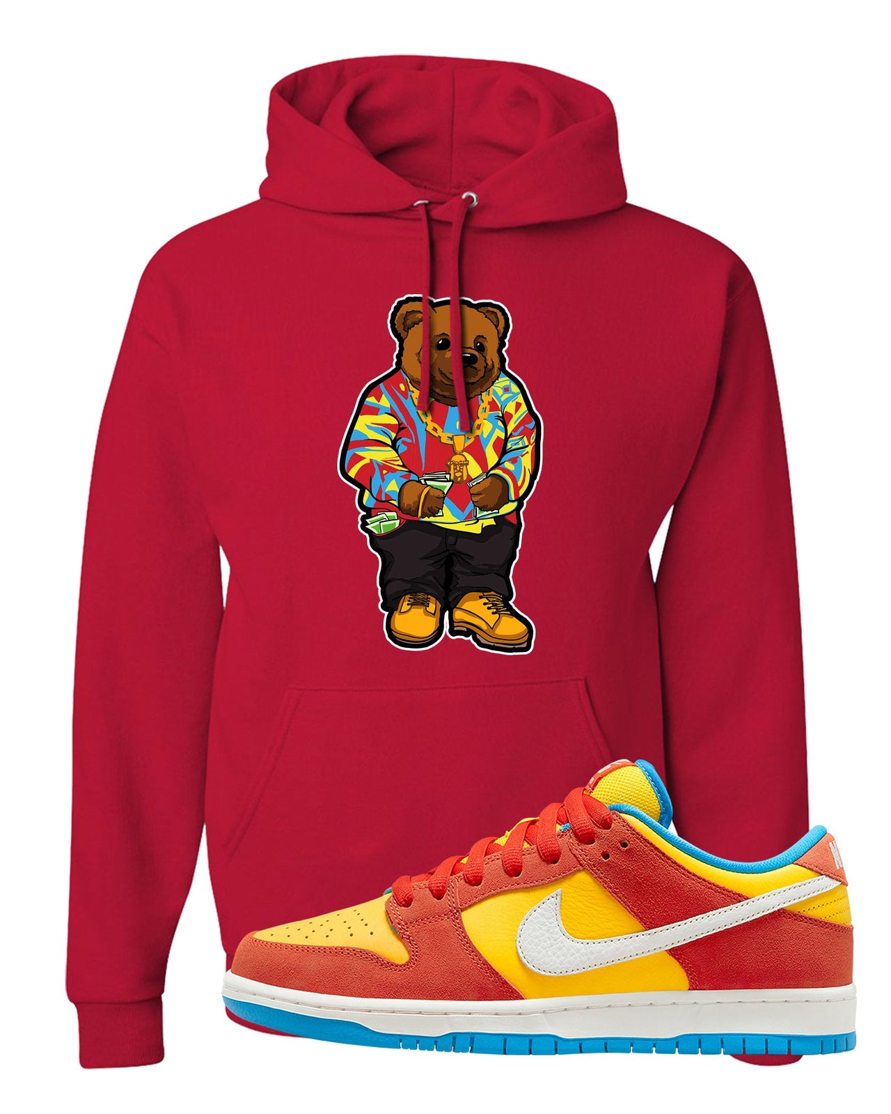 Habanero Red Gold Blue Low Dunks Hoodie | Sweater Bear, Red