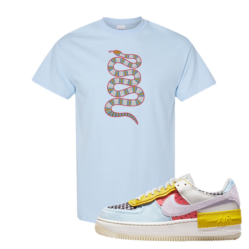 Air Force 1 Shadow Multi-Color T Shirt | Coiled Snake, Light Blue