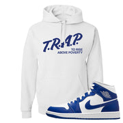 Air Jordan 1 Mid Kentucky Blue Hoodie | Trap To Rise Above Poverty, White