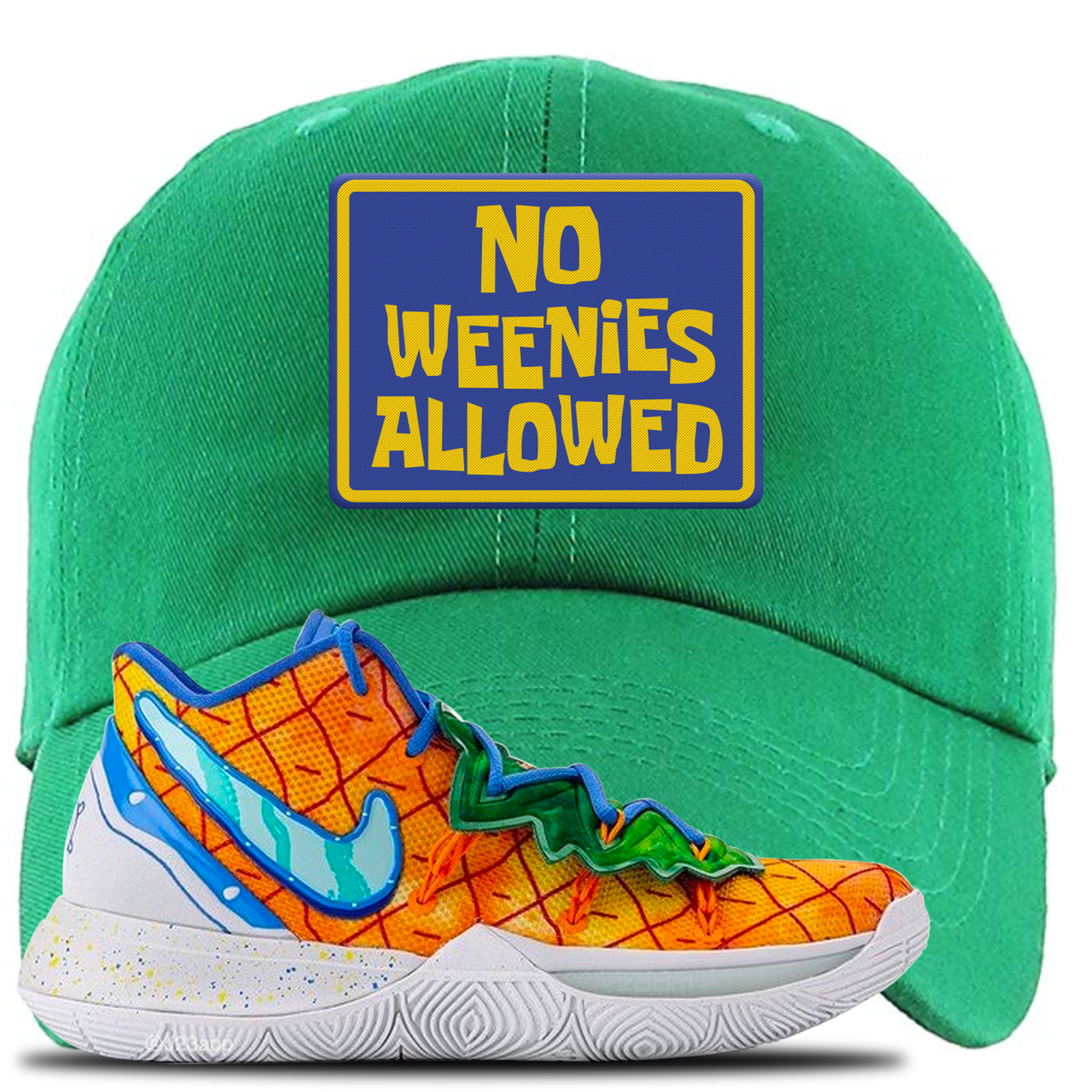 Kyrie 5 Pineapple House No Weenies Allowed Kelly Green Sneaker Hook Up Dad Hat