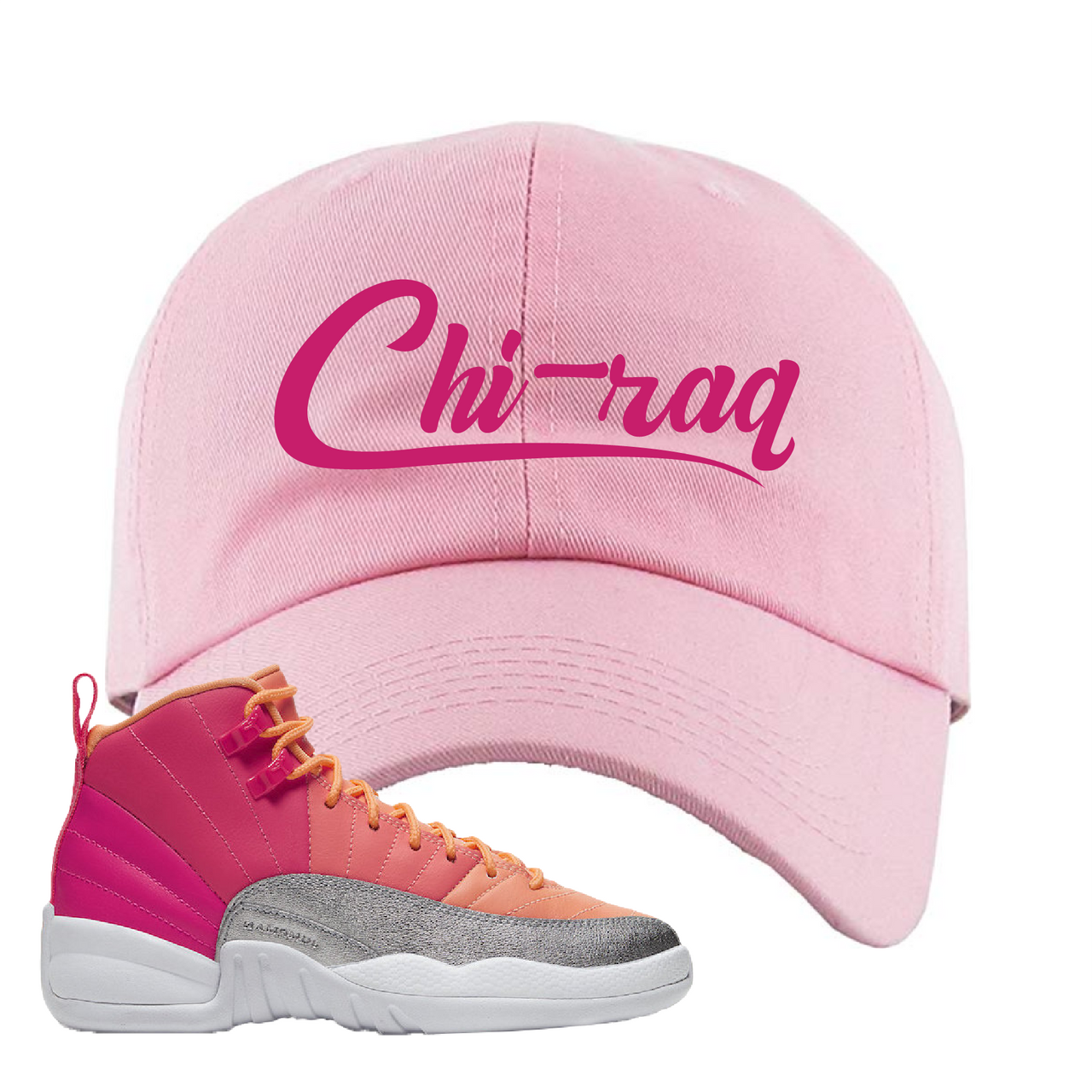 Air Jordan 12 GS Hot Punch Chiraq Light Pink Sneaker Matching Dad Hat