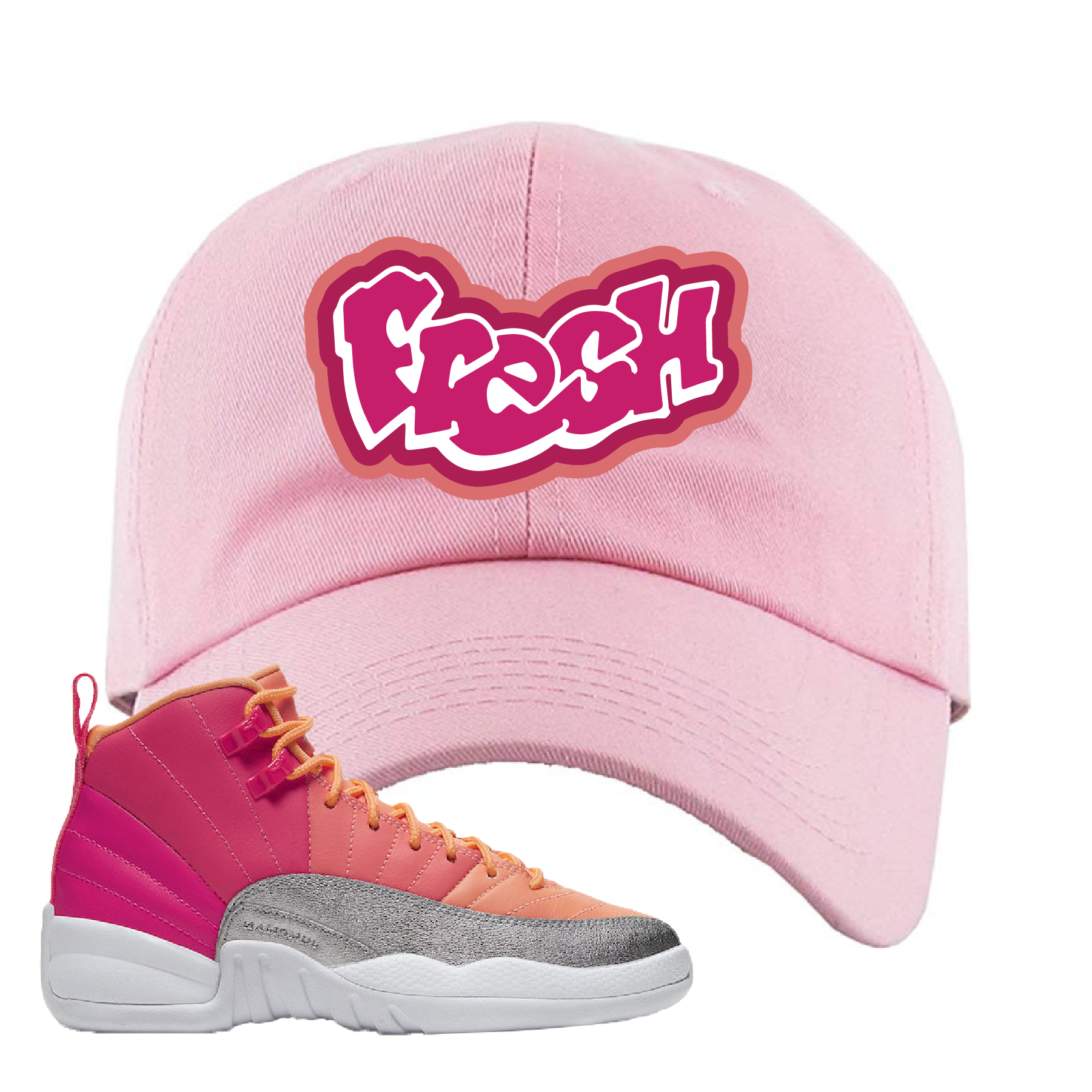 Air Jordan 12 GS Hot Punch Fresh Light Pink Sneaker Matching Dad Hat