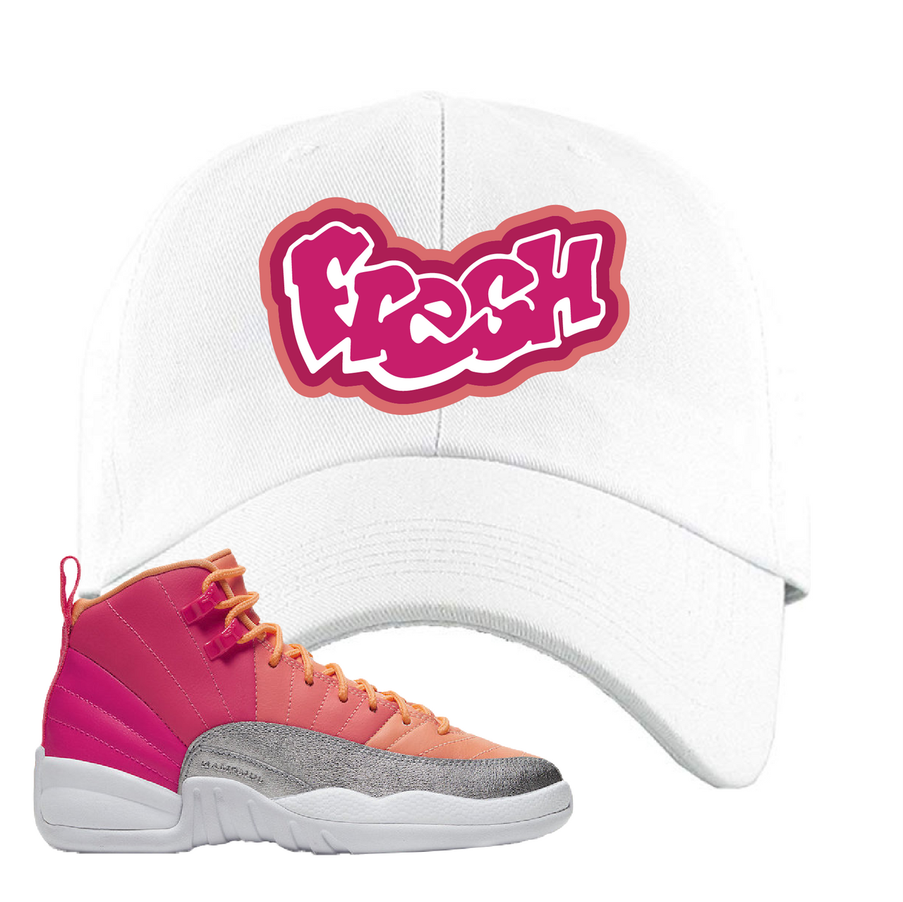 Air Jordan 12 GS Hot Punch Fresh White Sneaker Matching Dad Hat