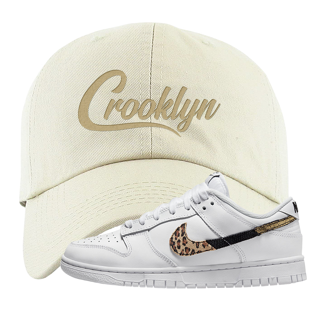 Primal White Leopard Low Dunks Dad Hat | Crooklyn, White