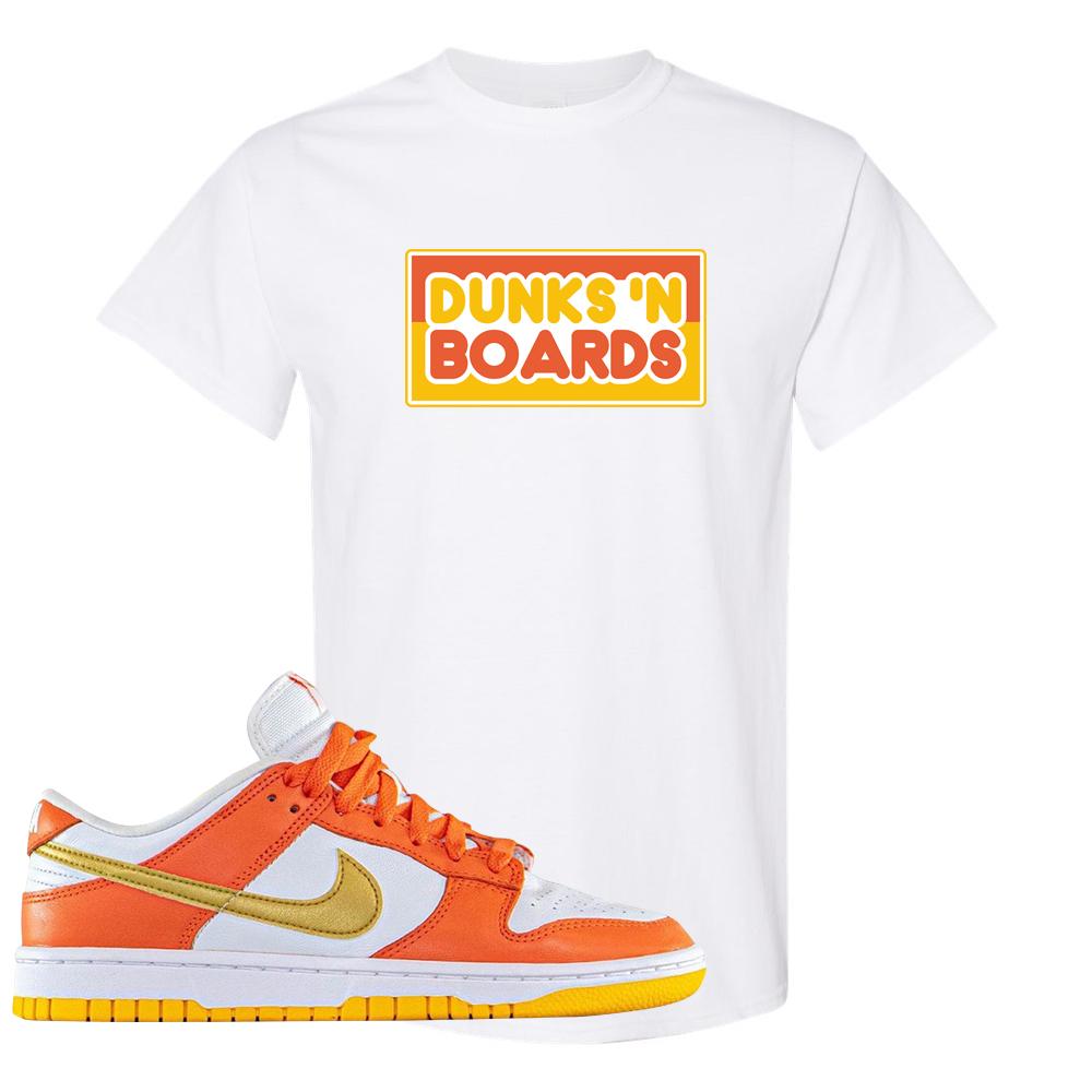 Golden Orange Low Dunks T Shirt | Dunks N Boards, White