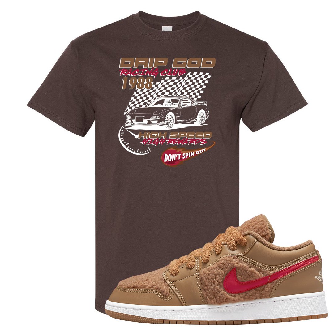 Teddy Bear Low 1s T Shirt | Drip God Racing Club, Chocolate