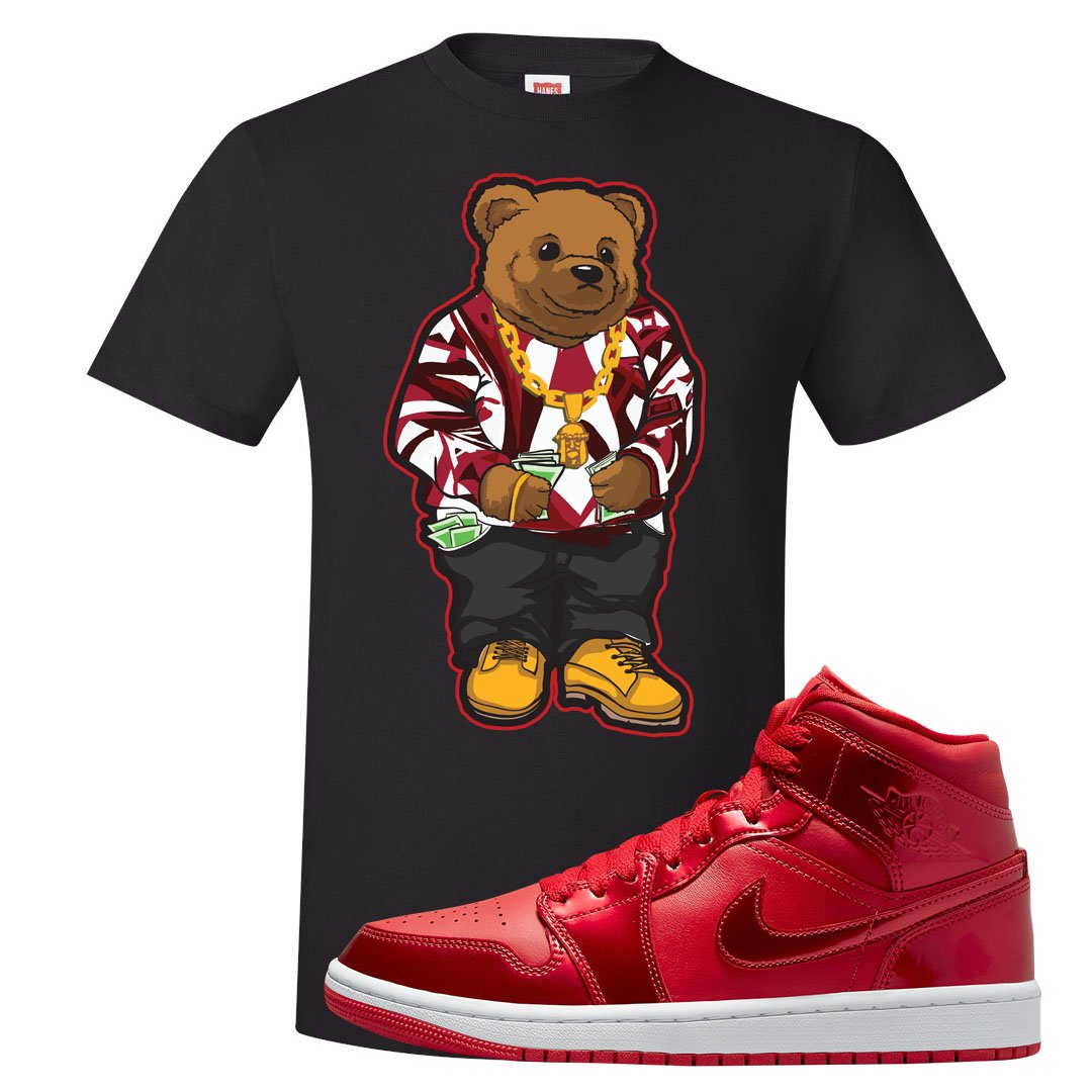 University Red Pomegranate Mid 1s T Shirt | Sweater Bear, Black