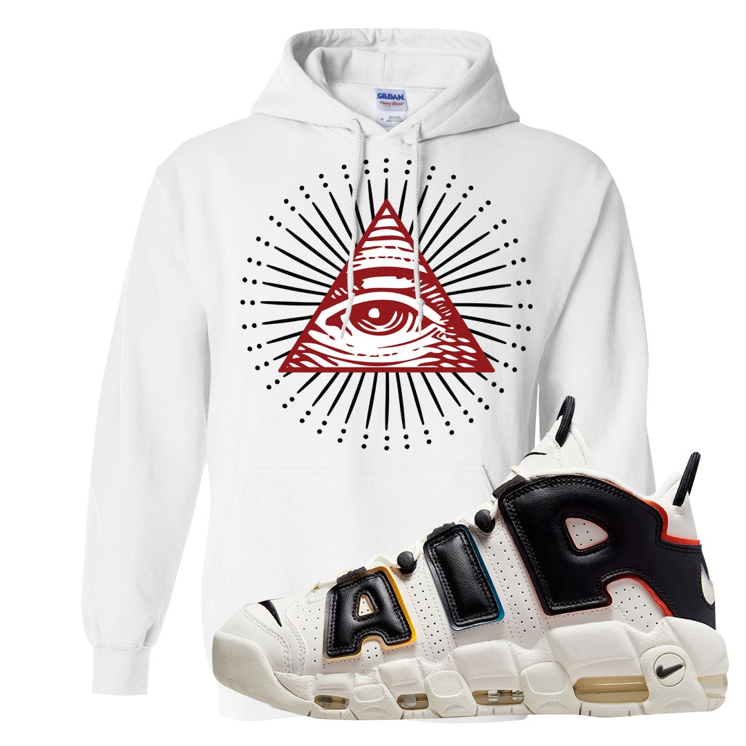 Multicolor Uptempos Hoodie | All Seeing Eye, White