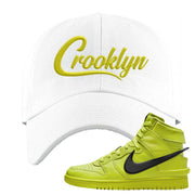 Atomic Green High Dunks Dad Hat | Crooklyn, White