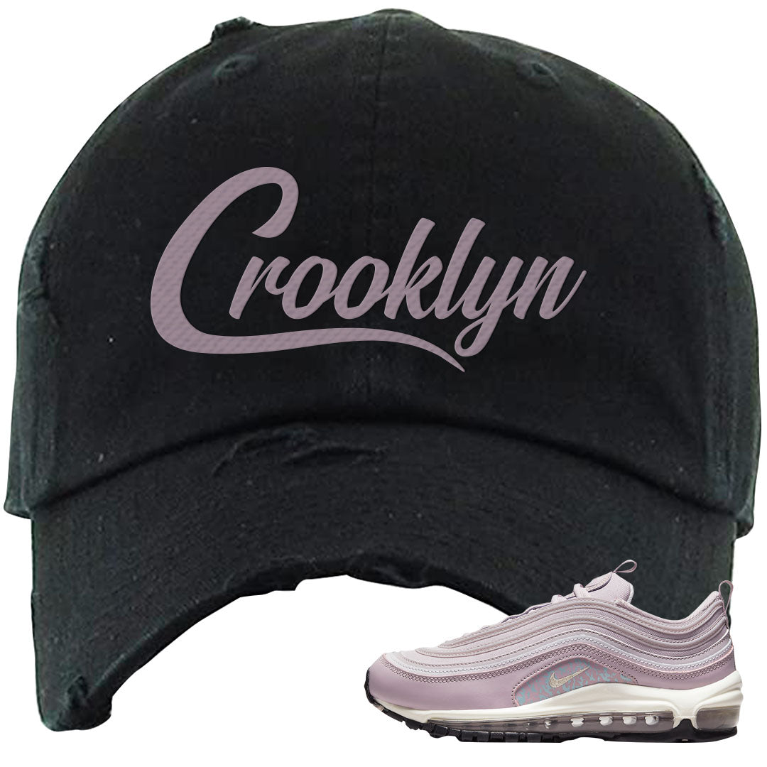 Plum Fog 97s Distressed Dad Hat | Crooklyn, Black