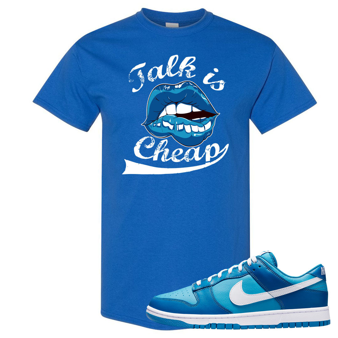 Dark Marina Blue Low Dunks T Shirt | Talk Is Cheap, Royal Blue