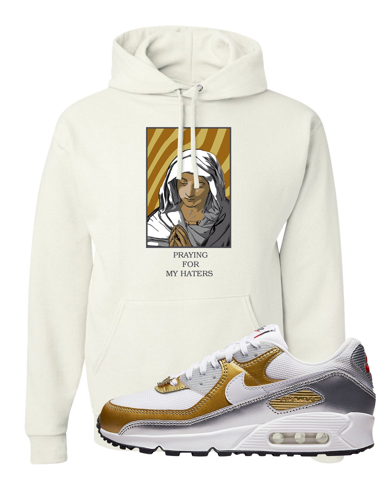 Gold Silver 90s Hoodie | God Told Me, White