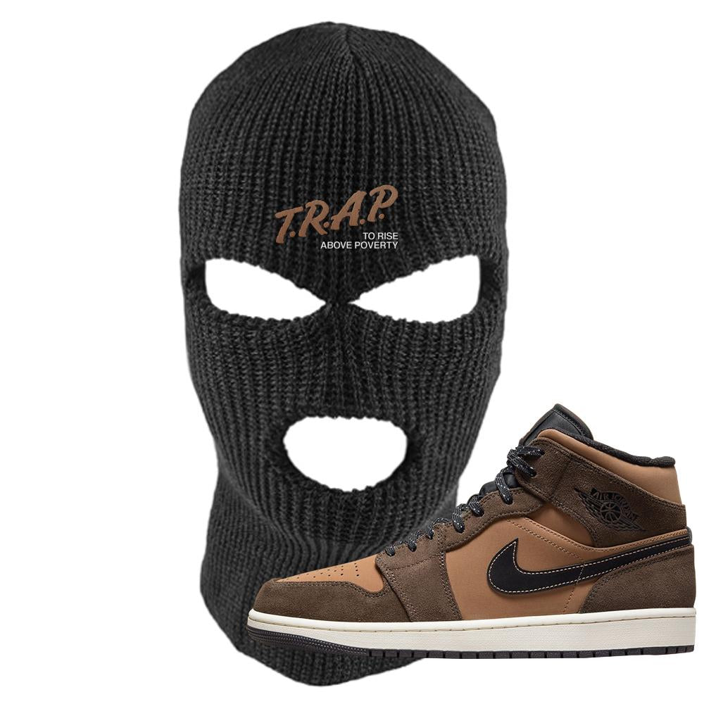 Earthy Brown Mid 1s Ski Mask | Trap To Rise Above Poverty, Black