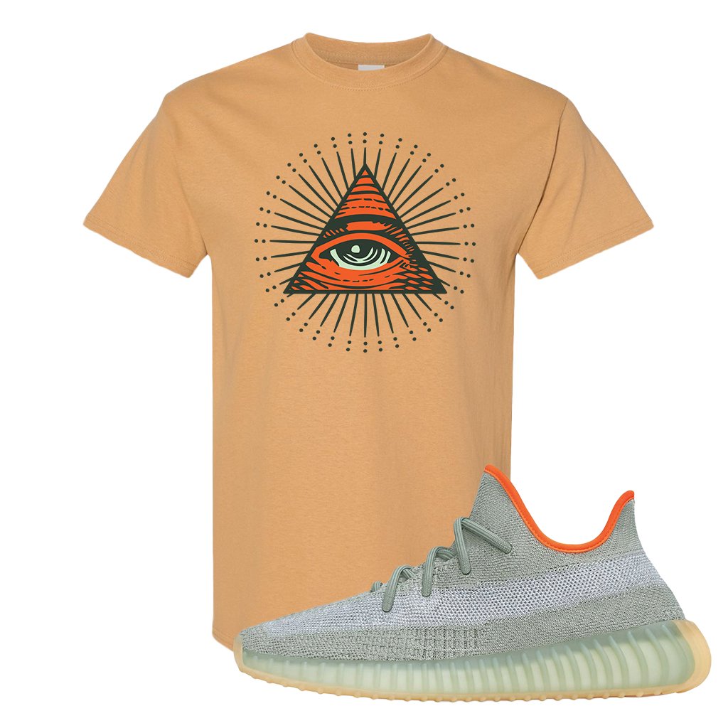 Yeezy 350 V2 Desert Sage Sneaker T Shirt |All Seeing Eye | Old Gold