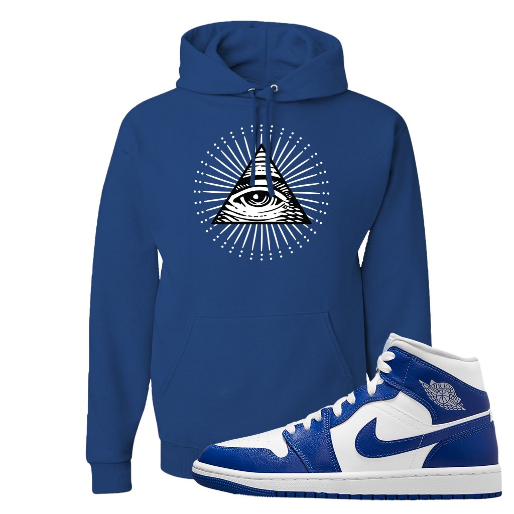 Air Jordan 1 Mid Kentucky Blue Hoodie | All Seeing Eye, Royal