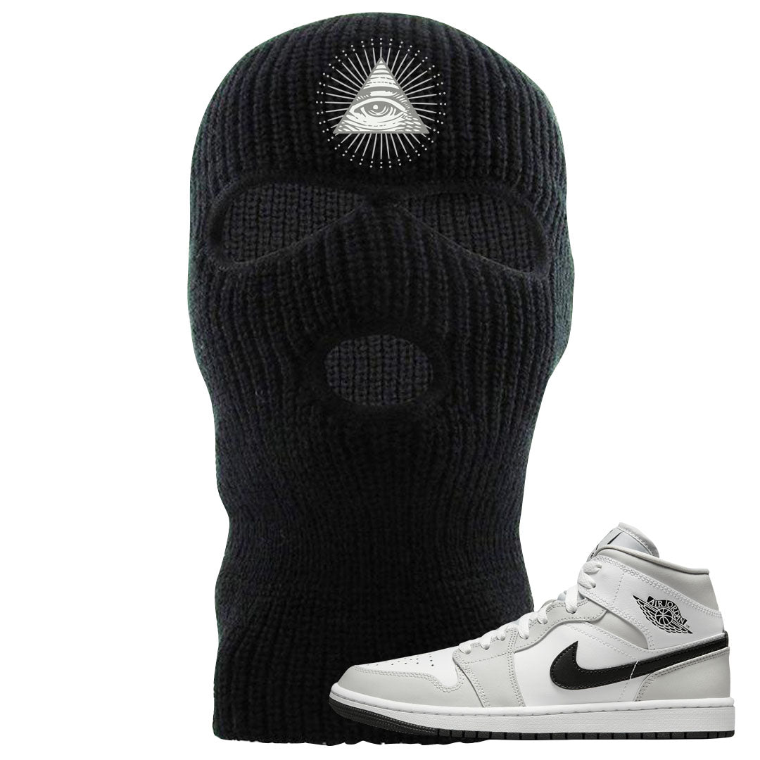 Light Smoke Grey Mid 1s Ski Mask | All Seeing Eye, Black