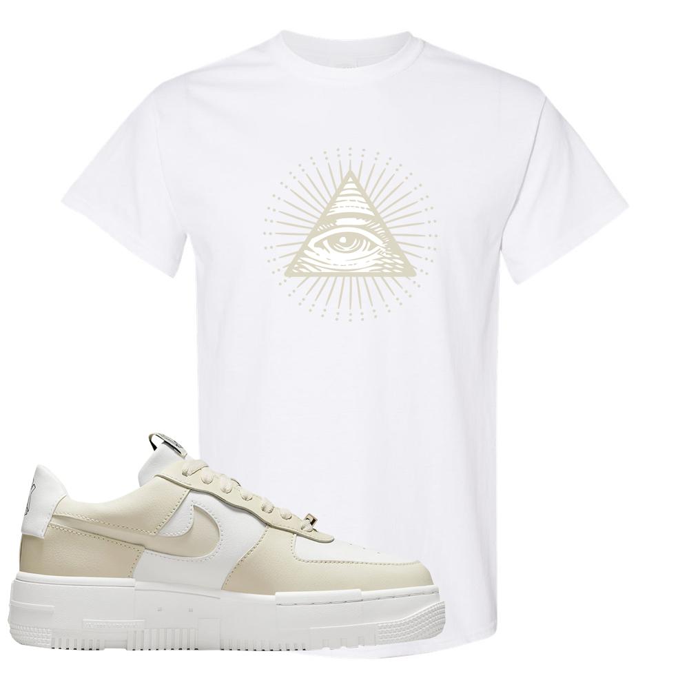 Pixel Cream White Force 1s T Shirt | All Seeing Eye, White
