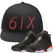 The Jordan 6 Infrared Snapback Hat is custom designed to perfectly match the retro Jordan 6 Infrared sneakers from Nike.