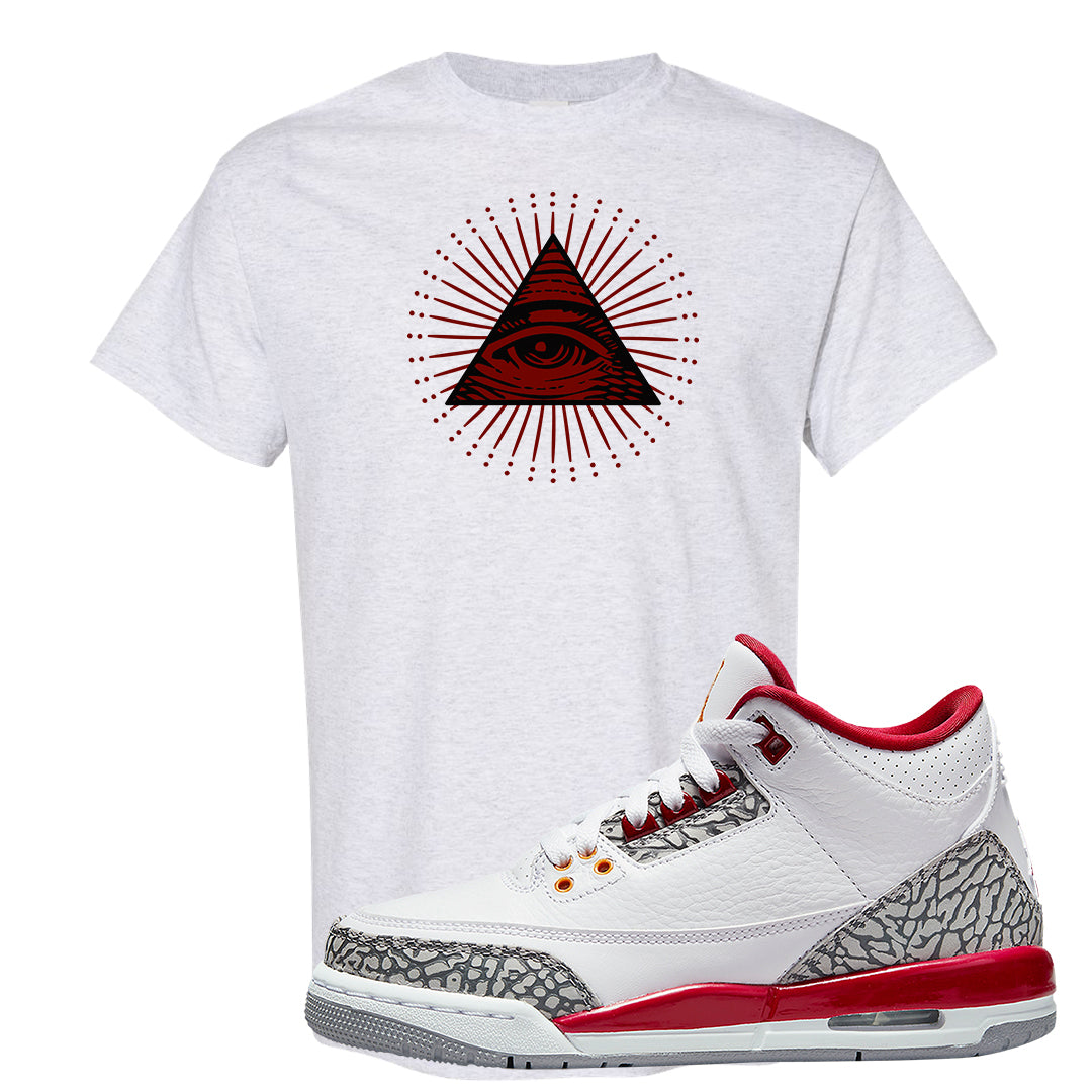 Cardinal Red 3s T Shirt | All Seeing Eye, Ash