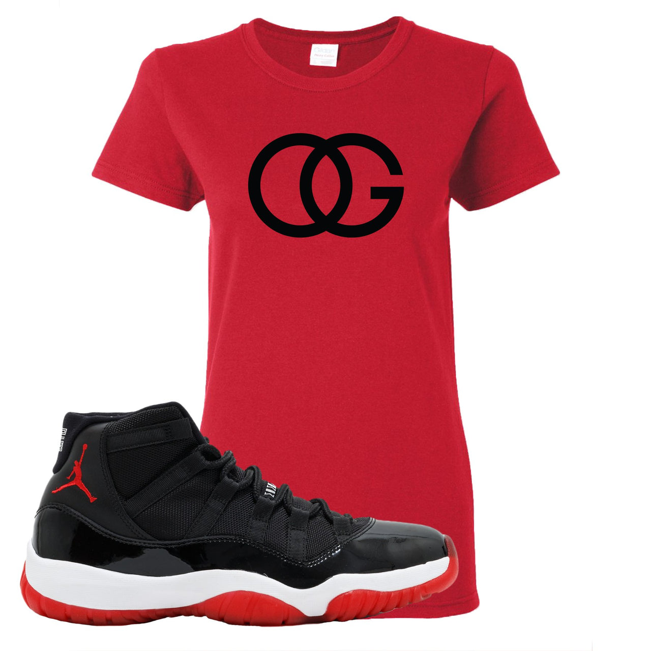 Jordan 11 Bred OG Red Sneaker Hook Up Women's T-Shirt