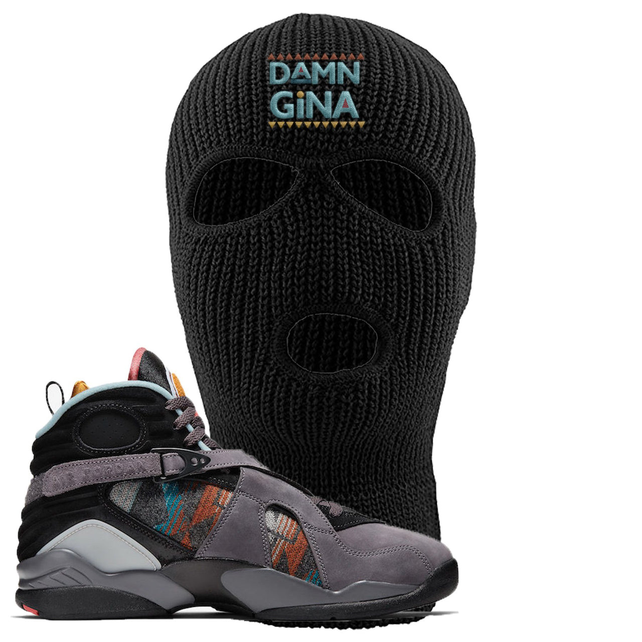 Jordan 8 N7 Pendleton Damn Gina Black Sneaker Hook Up Ski Mask