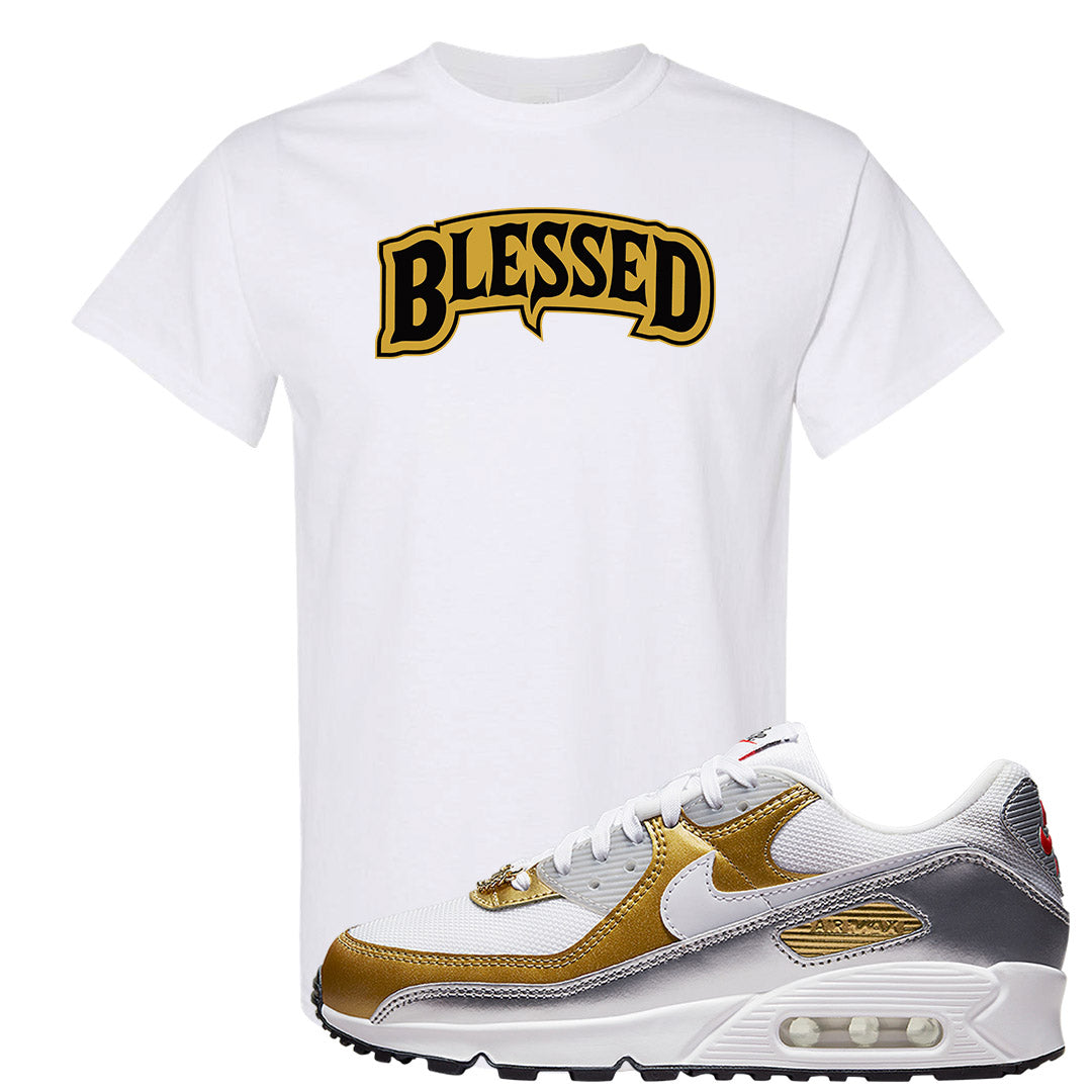 Gold Silver 90s T Shirt | Blessed Arch, White