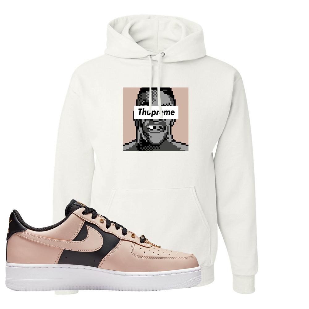 Air Force 1 Low Bling Tan Leather Hoodie | Thupreme, White