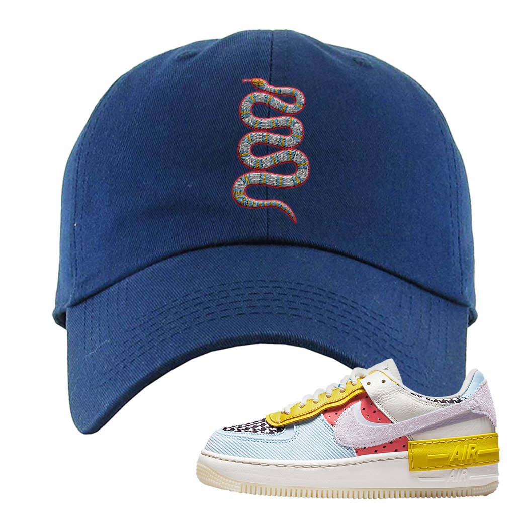 Air Force 1 Shadow Multi-Color Dad Hat | Coiled Snake, Navy Blue