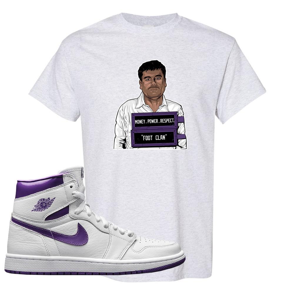 Air Jordan 1 Metallic Purple T Shirt | El Chapo Illustration, Ash