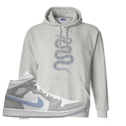 Wolf Grey Mid 1s Hoodie | Coiled Snake, Ash