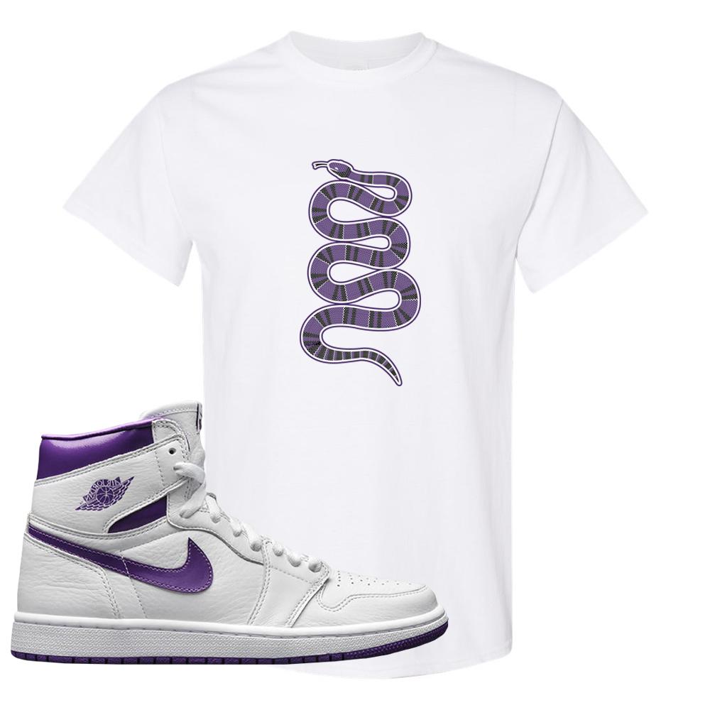 Air Jordan 1 Metallic Purple T Shirt | Coiled Snake, White