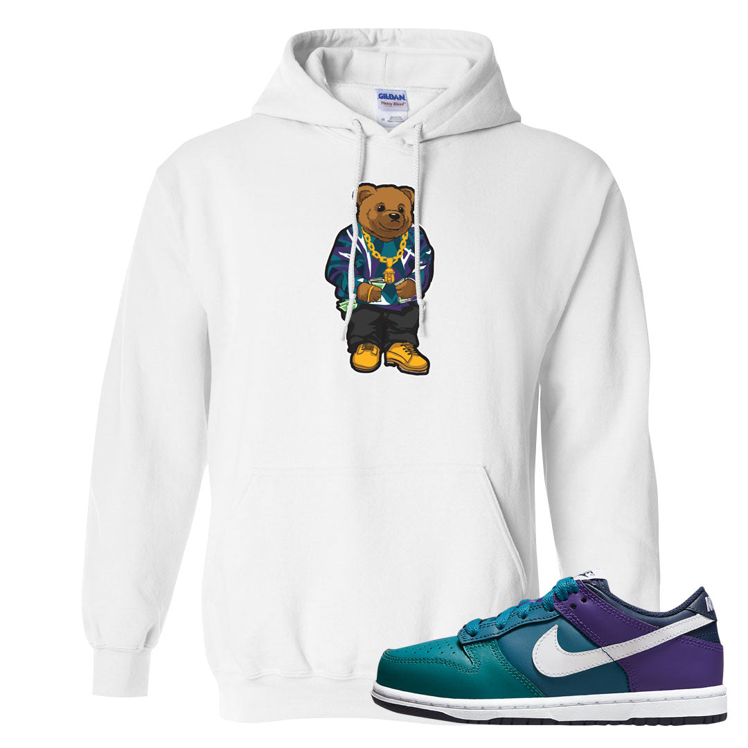 Teal Purple Low Dunks Hoodie | Sweater Bear, White