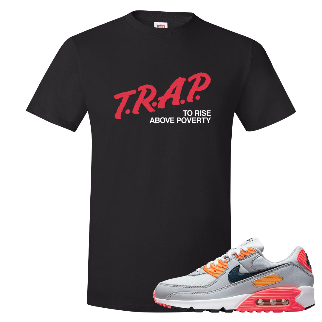 Sunset 90s T Shirt | Trap To Rise Above Poverty, Black