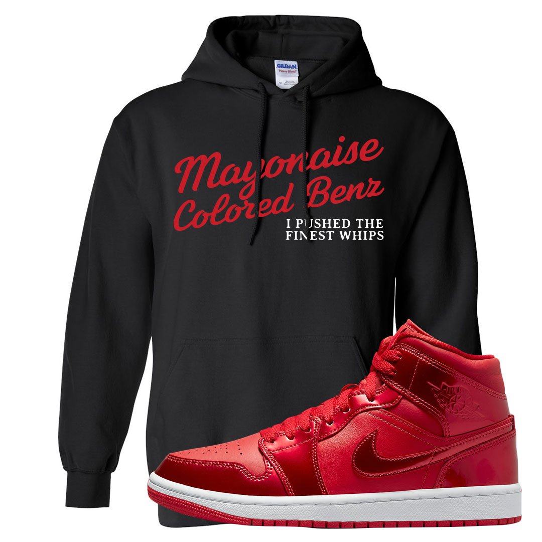 University Red Pomegranate Mid 1s Hoodie | Mayonaise Colored Benz, Black