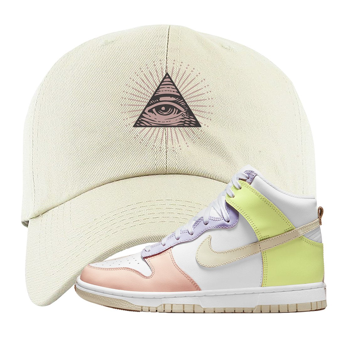 Cashmere High Dunks Dad Hat | All Seeing Eye, White