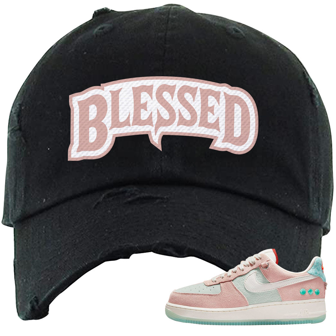 Shapeless AF 1s Distressed Dad Hat | Blessed Arch, Black