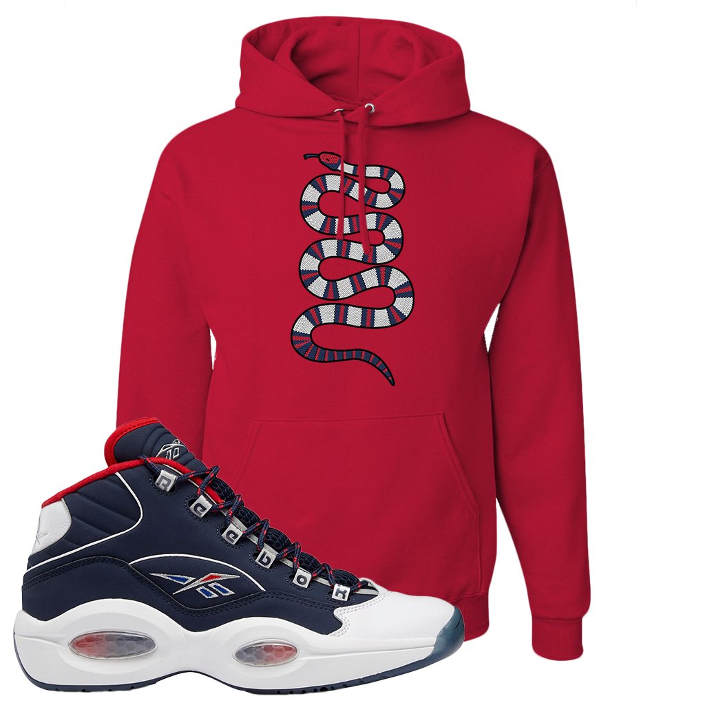 USA Mid Questions Hoodie | Coiled Snake, Red