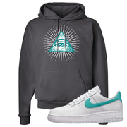 Washed Teal Low 1s Hoodie | All Seeing Eye, Smoke Grey