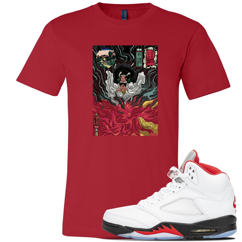 Jordan 5 OG Fire Sneaker Red T Shirt | Tees to match Nike Air Jordan 5 OG Fire Shoes | Mastering Fire