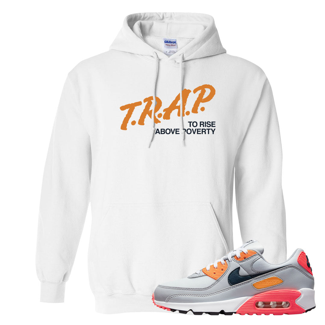Sunset 90s Hoodie | Trap To Rise Above Poverty, White