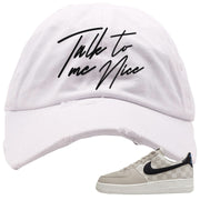 King Day Low AF 1s Distressed Dad Hat | Talk To Me Nice, White