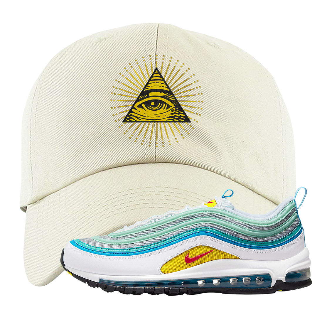 Spring Floral 97s Dad Hat | All Seeing Eye, White