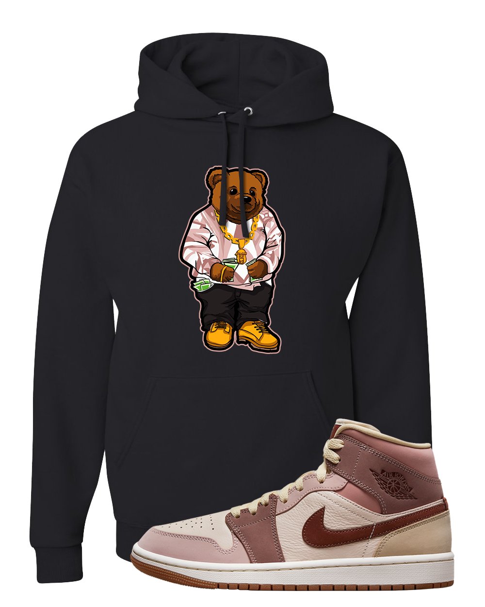 Pink Sand Mauve Mid 1s Hoodie | Sweater Bear, Black